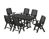 Nautical Folding Highback Chair 7-Piece Dining Set