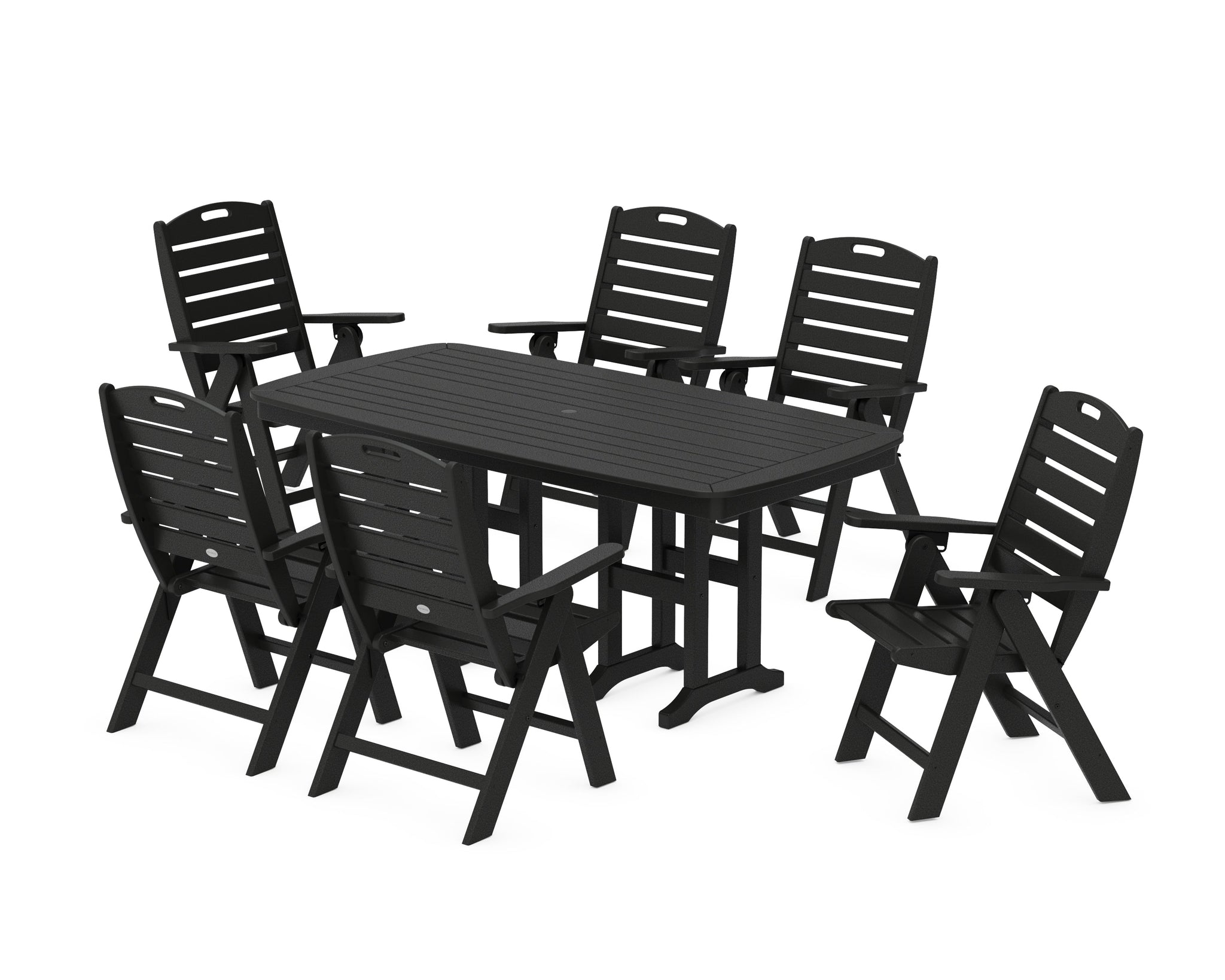 Nautical Folding Highback Chair 7-Piece Dining Set