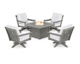 Vineyard 5-Piece Deep Seating Swivel Conversation Set with Fire Pit Table