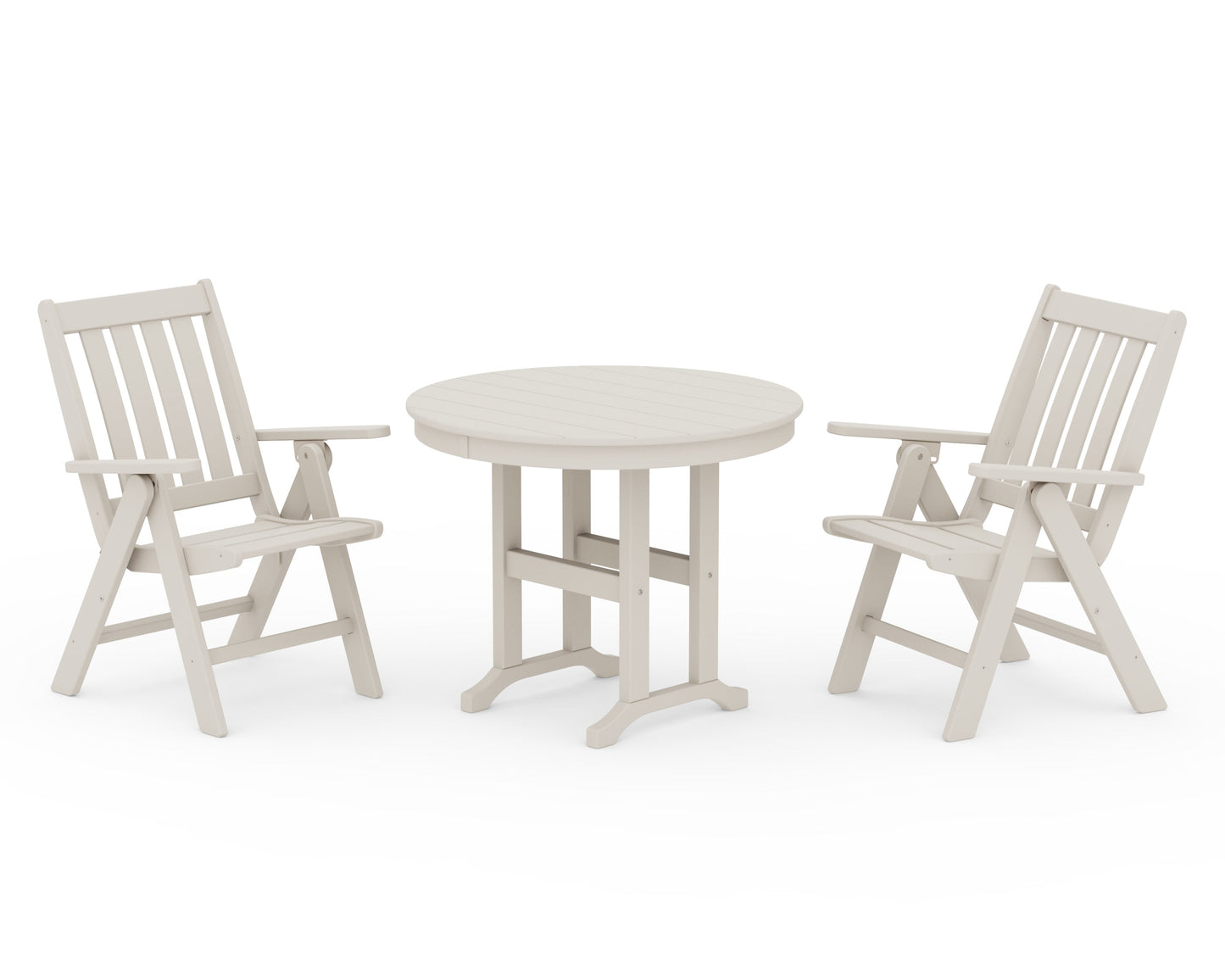 Vineyard Folding Chair 3-Piece Round Dining Set