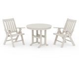 Vineyard Folding Chair 3-Piece Round Dining Set