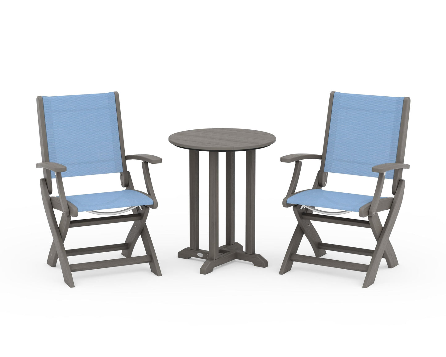 Coastal Folding 3-Piece Round Bistro Dining Set