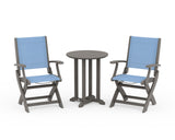 Coastal Folding 3-Piece Round Bistro Dining Set