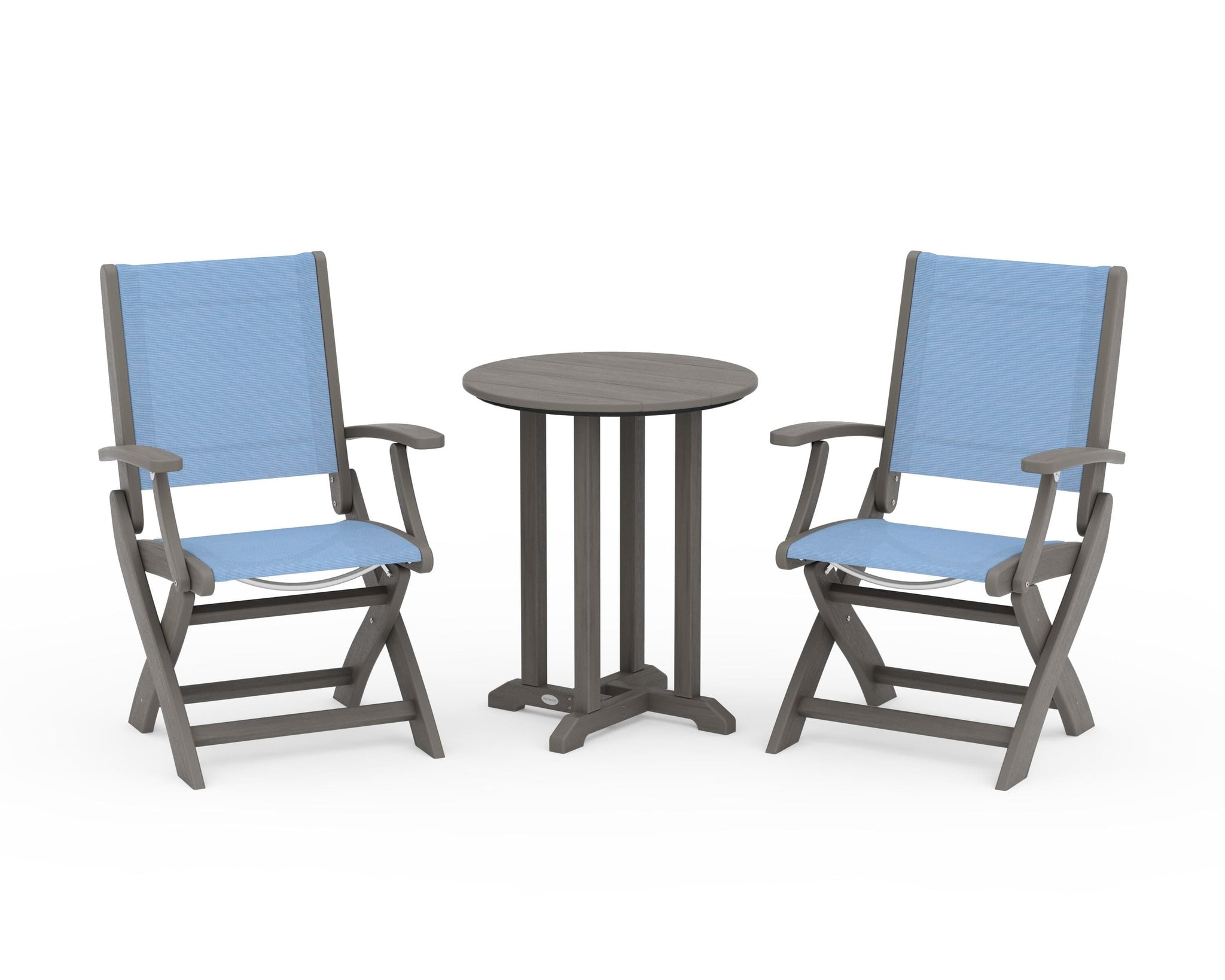 Coastal Folding 3-Piece Round Bistro Dining Set