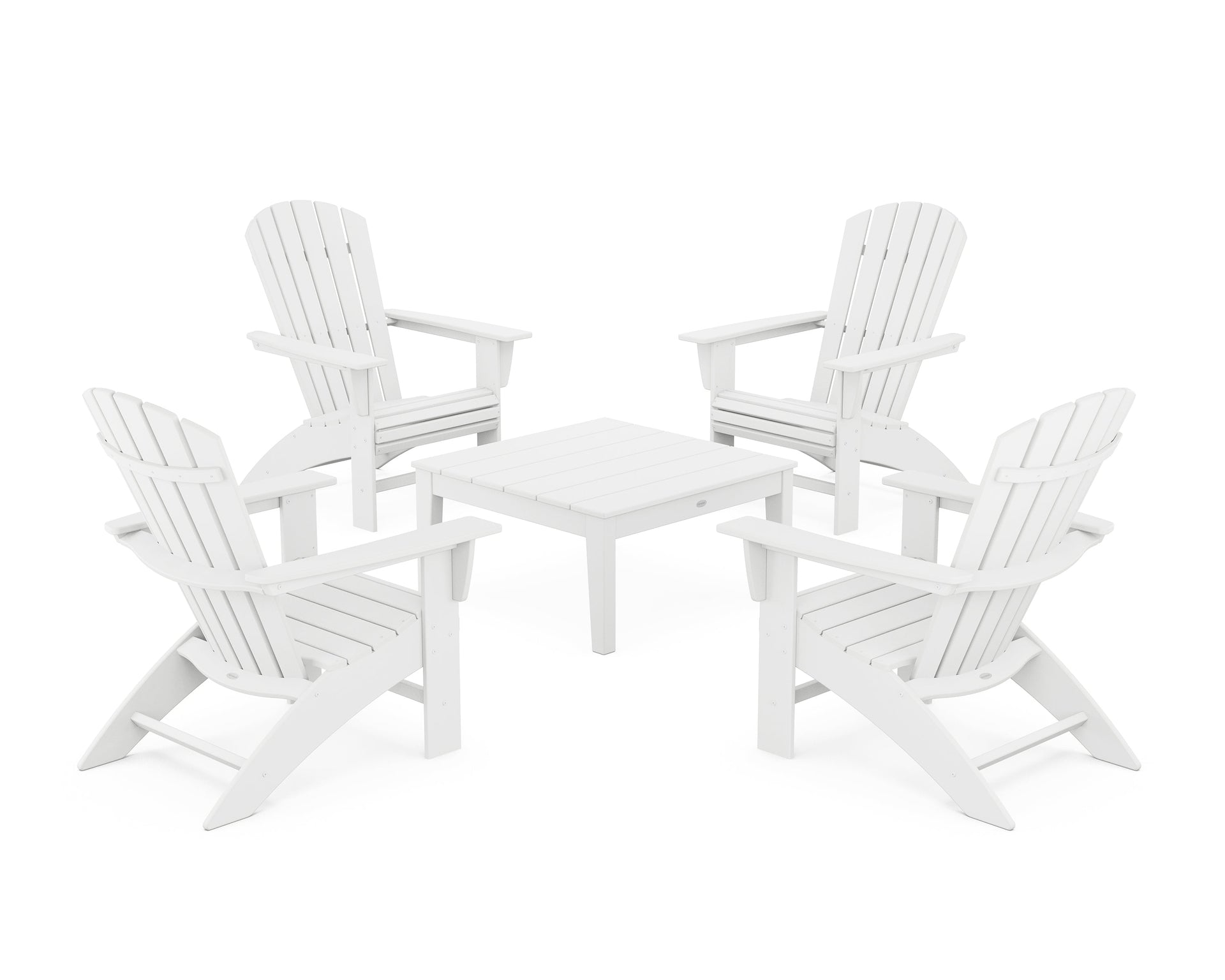 5-Piece Nautical Curveback Adirondack Chair Conversation Set with 36" Conversation Table