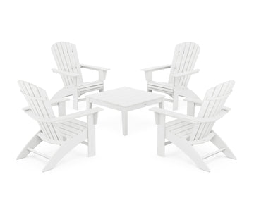 5-Piece Nautical Curveback Adirondack Chair Conversation Set with 36" Conversation Table