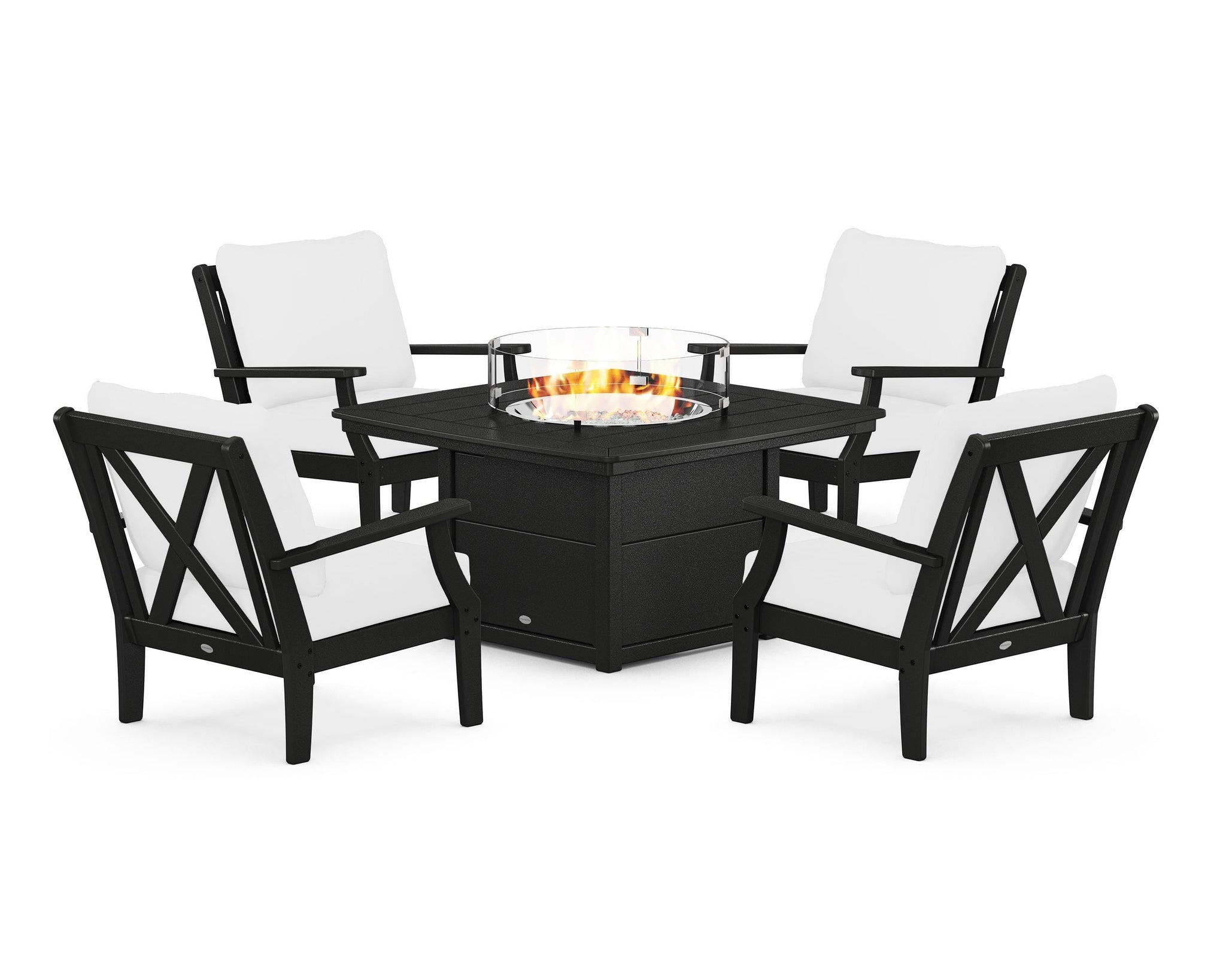 Braxton 5-Piece Deep Seating Conversation Set with Fire Pit Table