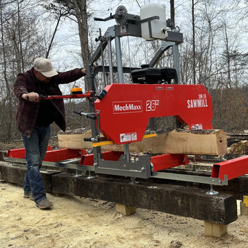 MechMaxx SM26 Sawmill Portable 26" 459cc 15HP Electric Start Gasoline Engine 20" Board Width 13' Track Length New