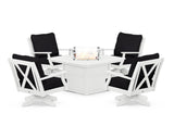 Braxton 5-Piece Deep Seating Swivel Conversation Set with Fire Pit Table