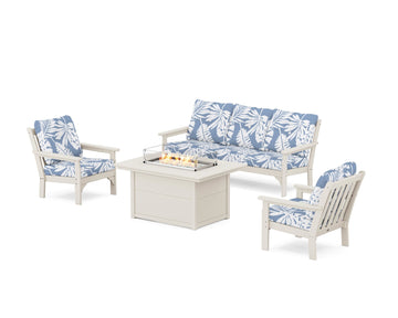 Vineyard Deep Seating Fire Pit Table Set