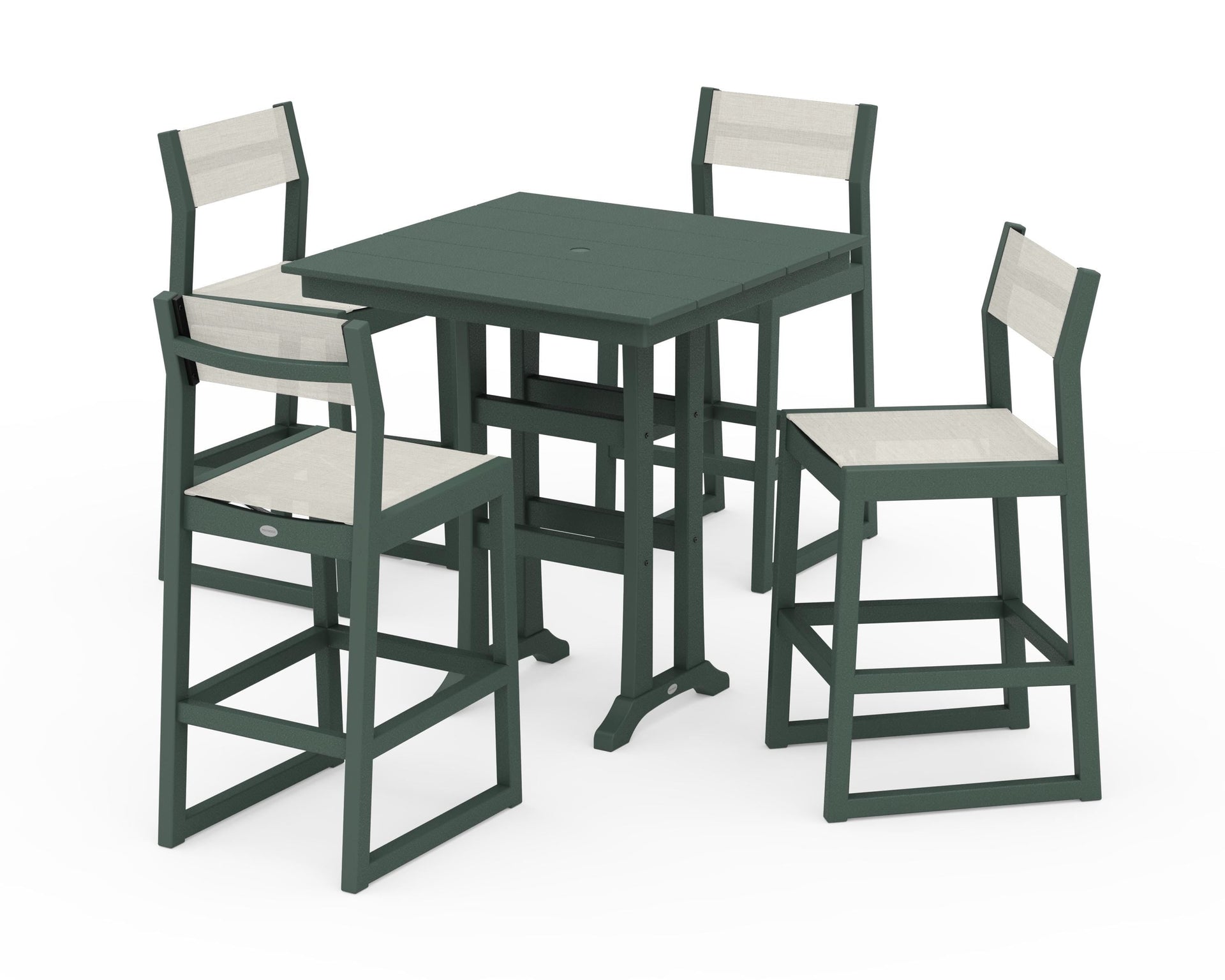 EDGE Sling Arm Chair 5-Piece Farmhouse Bar Set with Trestle Legs