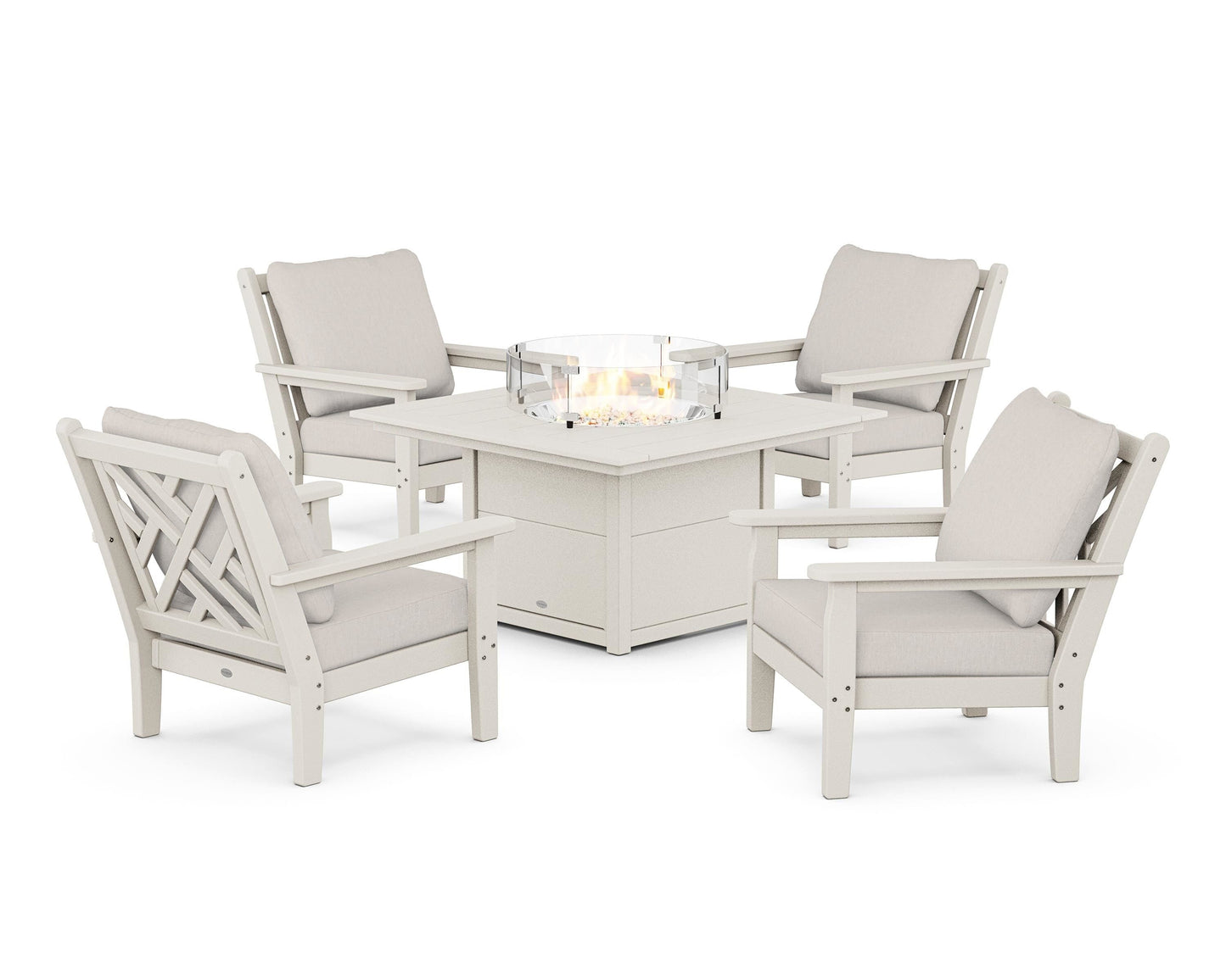 Chippendale 5-Piece Deep Seating Set with Fire Pit Table