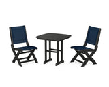 Coastal Folding Side Chair 3-Piece Dining Set