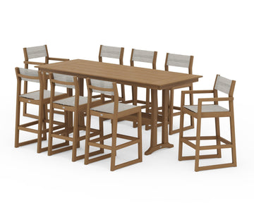 EDGE Sling 9-Piece Farmhouse Bar Set with Trestle Legs