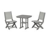Coastal Folding Side Chair 3-Piece Dining Set