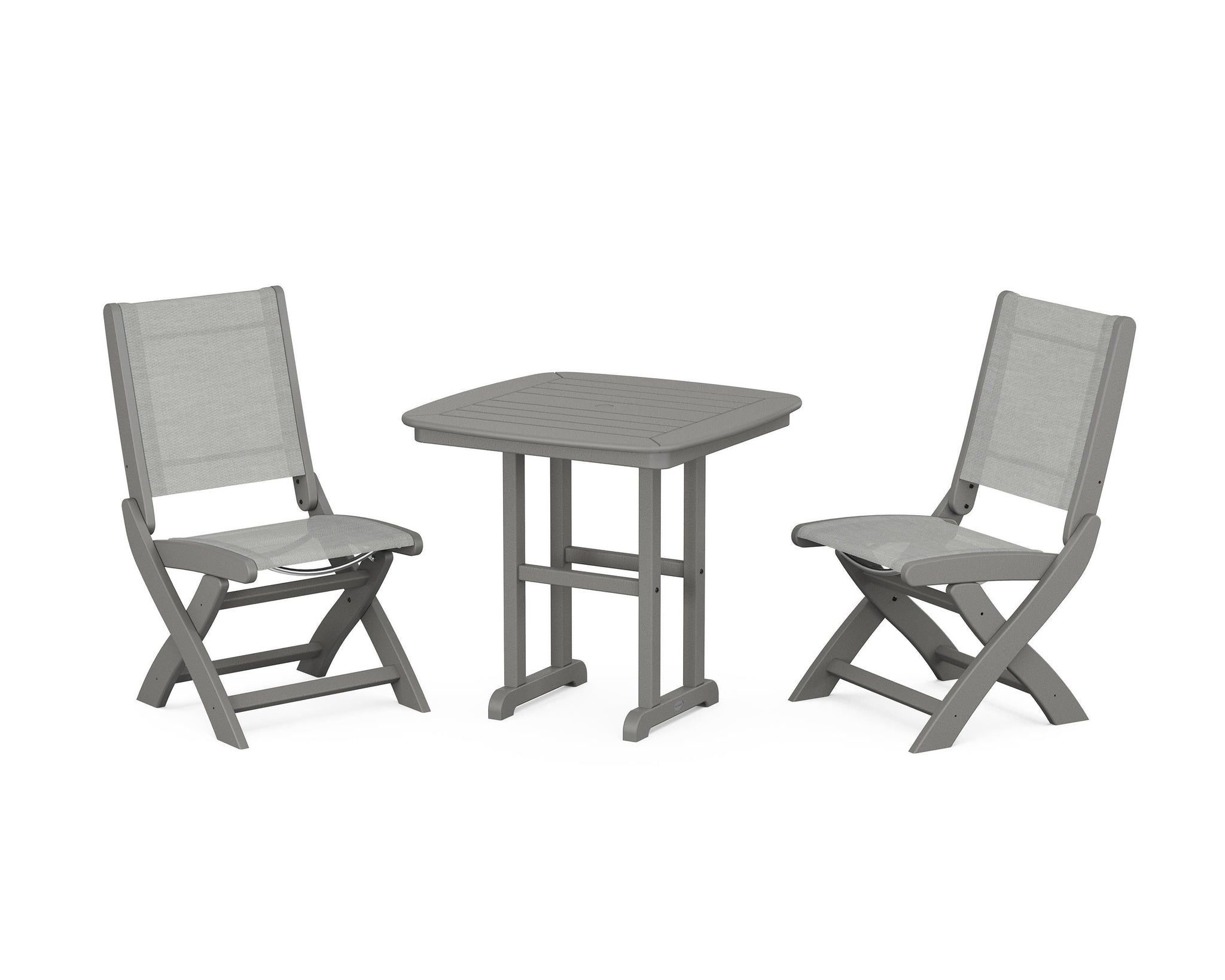 Coastal Folding Side Chair 3-Piece Dining Set