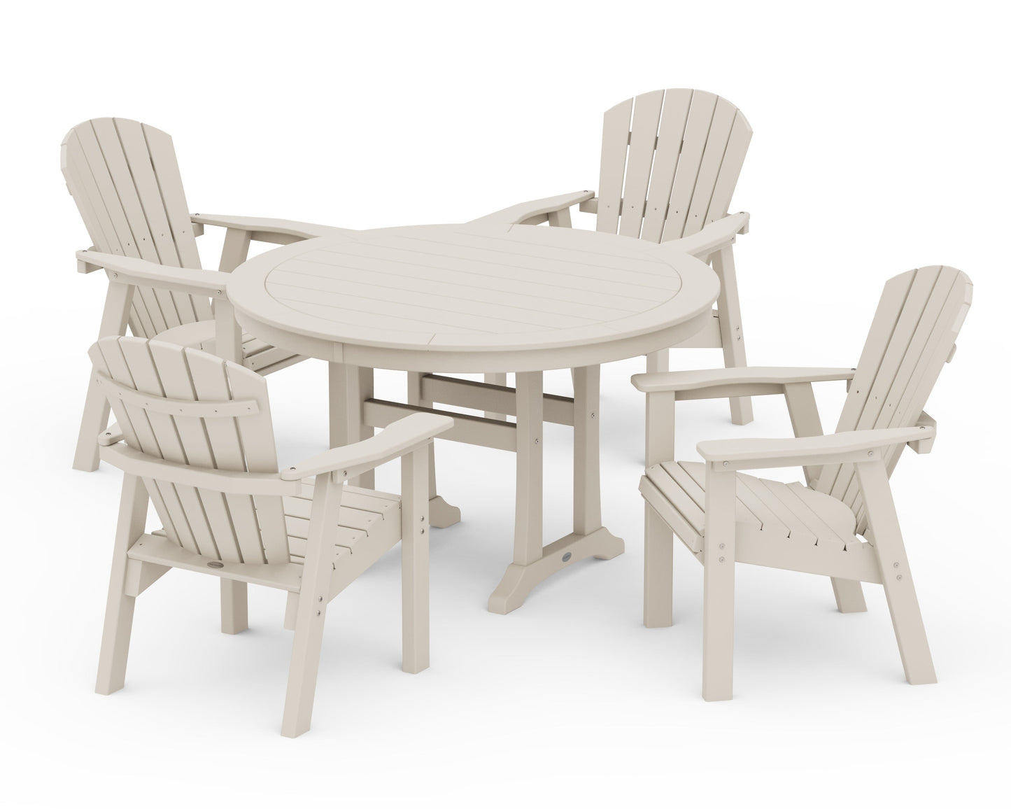 Seashell 5-Piece Round Dining Set with Trestle Legs