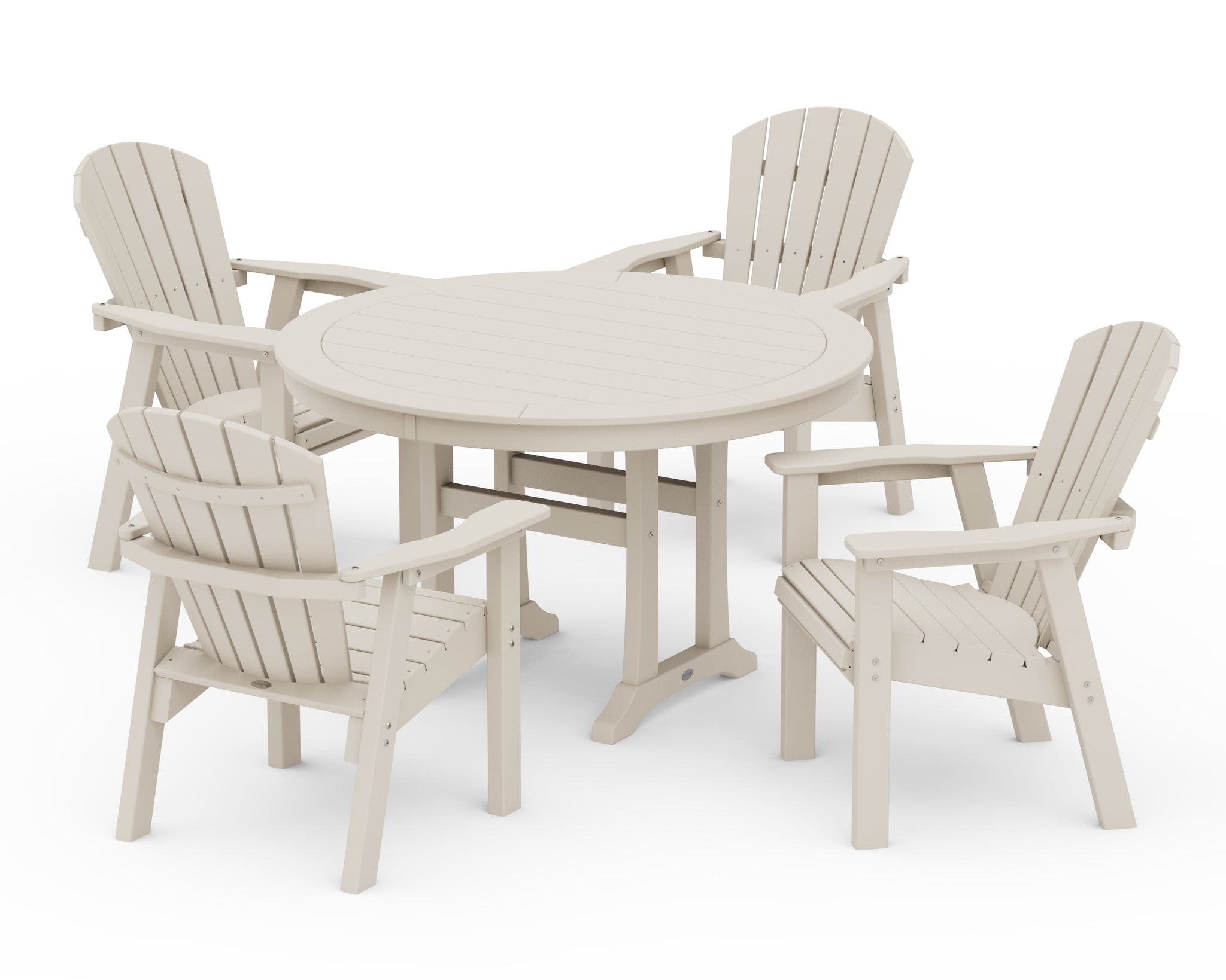 Seashell 5-Piece Round Dining Set with Trestle Legs