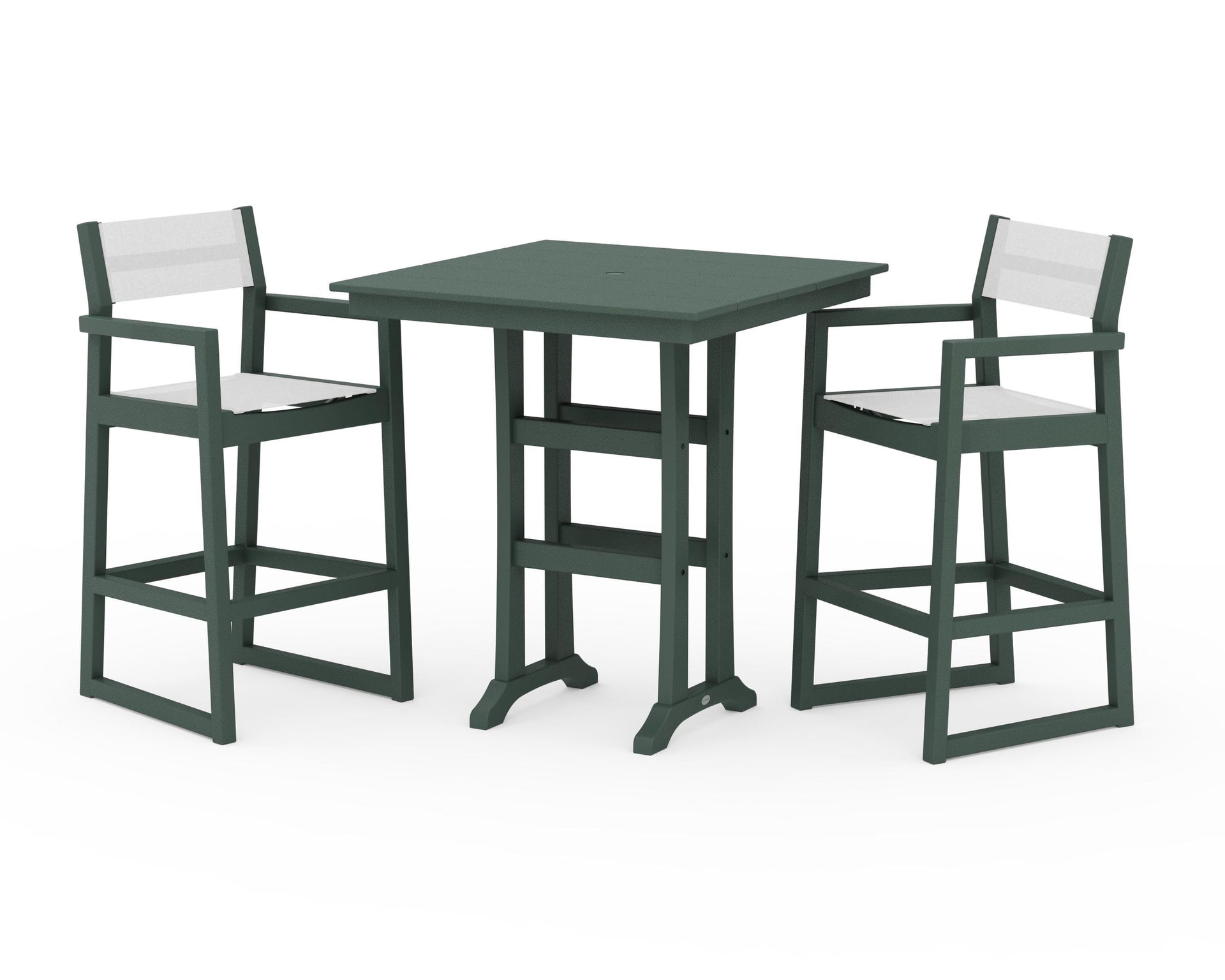 EDGE Sling Arm Chair 3-Piece Farmhouse Bar Set with Trestle Legs