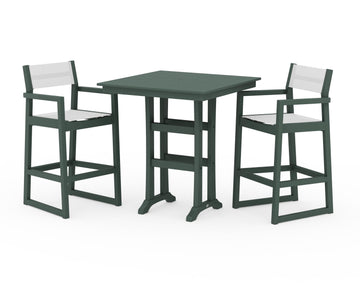 EDGE Sling Arm Chair 3-Piece Farmhouse Bar Set with Trestle Legs