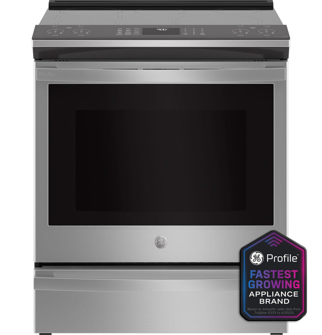 GE Profile™ 30" Smart Slide-In Fingerprint Resistant Front-Control Induction and Convection Range with No Preheat Air Fry