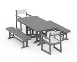 EDGE Sling Arm Chair 5-Piece Farmhouse Dining Set with Benches