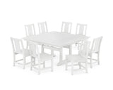 Prairie Side Chair 9-Piece Square Farmhouse Dining Set with Trestle Legs