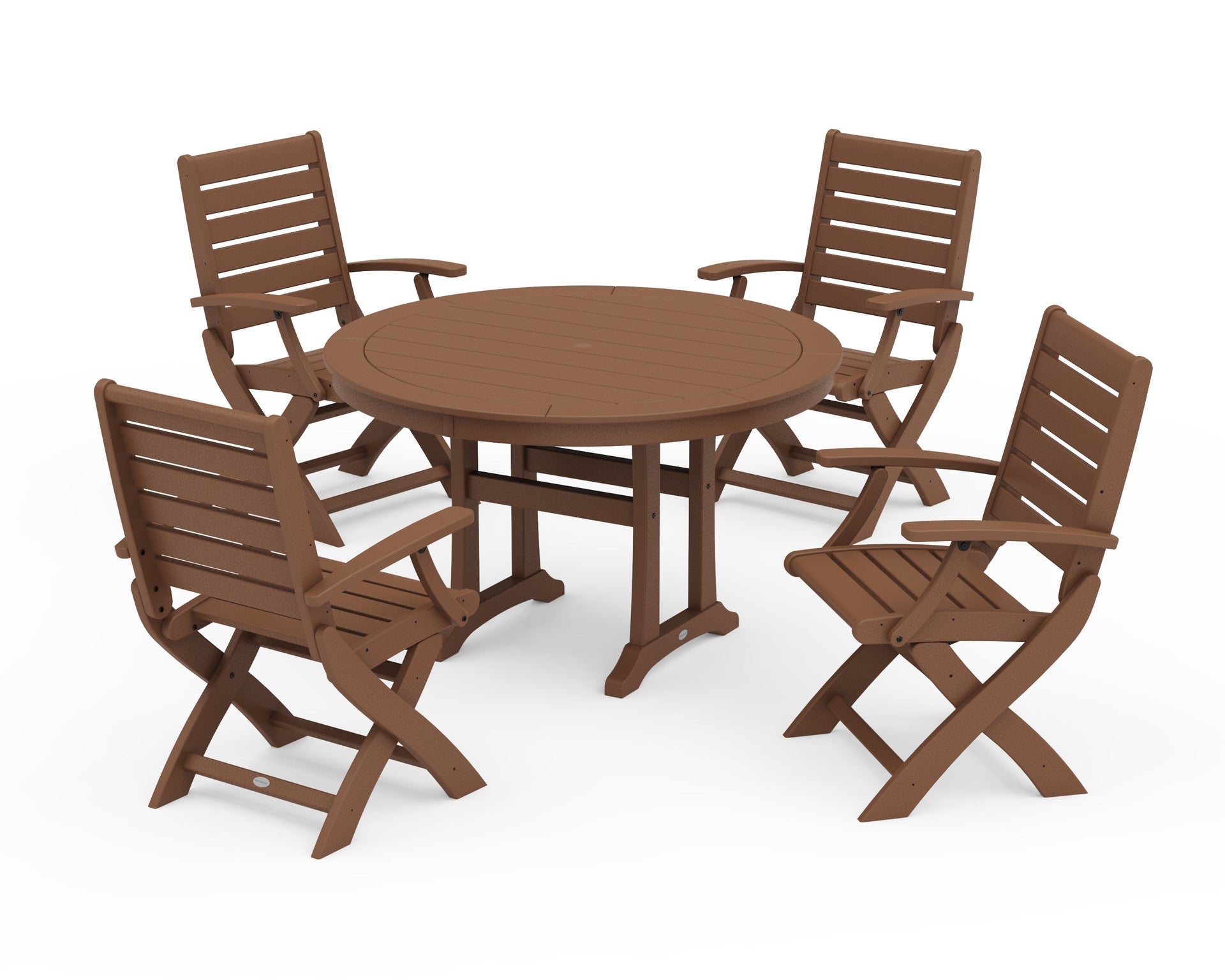 Signature Folding Chair 5-Piece Round Dining Set with Trestle Legs