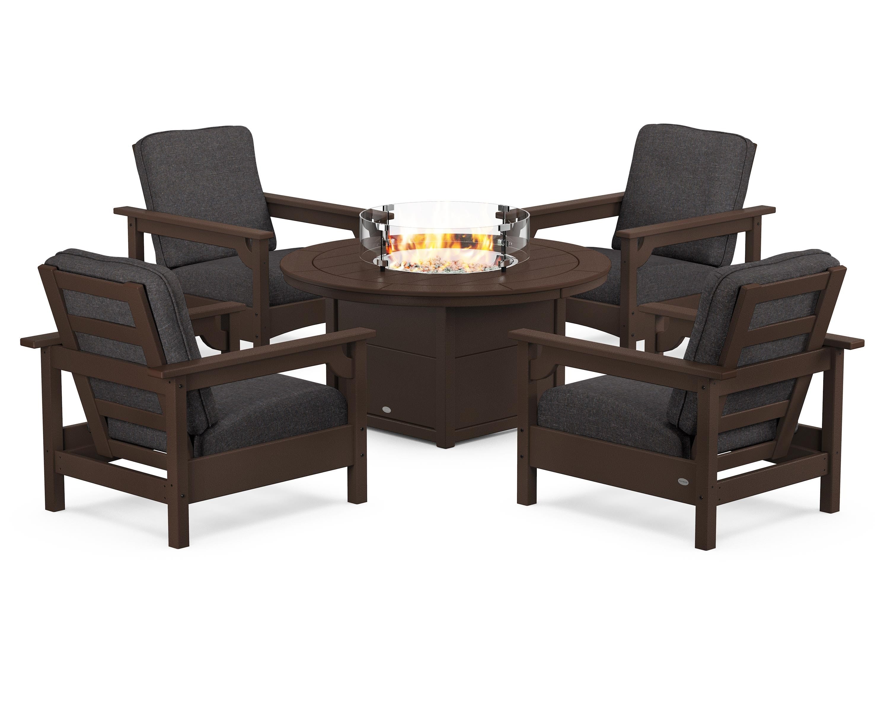 Club 5-Piece Conversation Set with Fire Pit Table