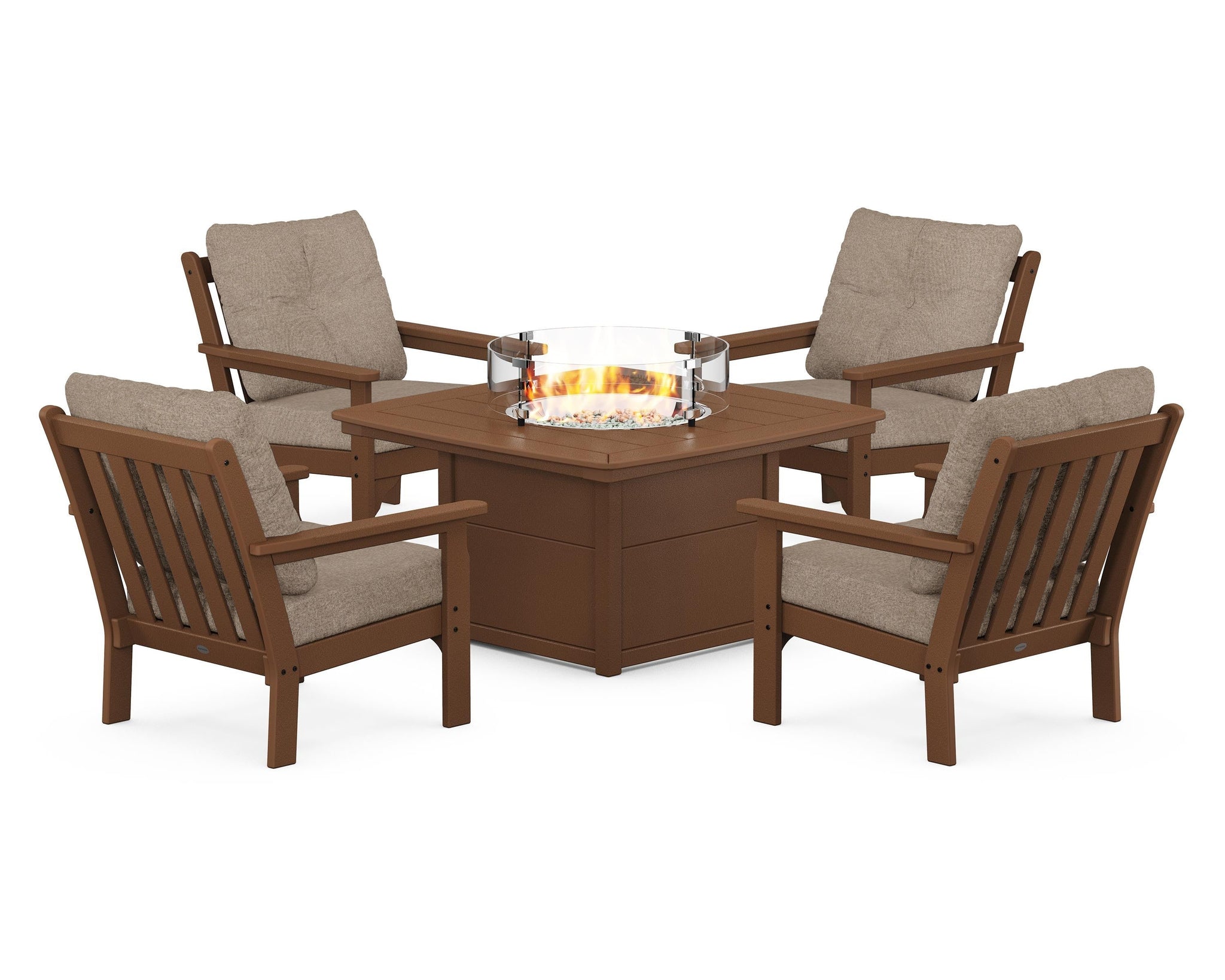 Vineyard 5-Piece Conversation Set with Fire Pit Table