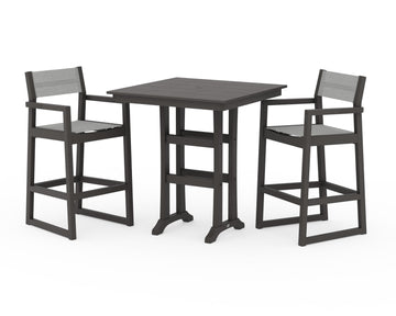 EDGE Sling Arm Chair 3-Piece Farmhouse Bar Set with Trestle Legs