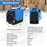 Costway 190 PPD Commercial Dehumidifier w/ Pump 2 Wheels 37891426 New