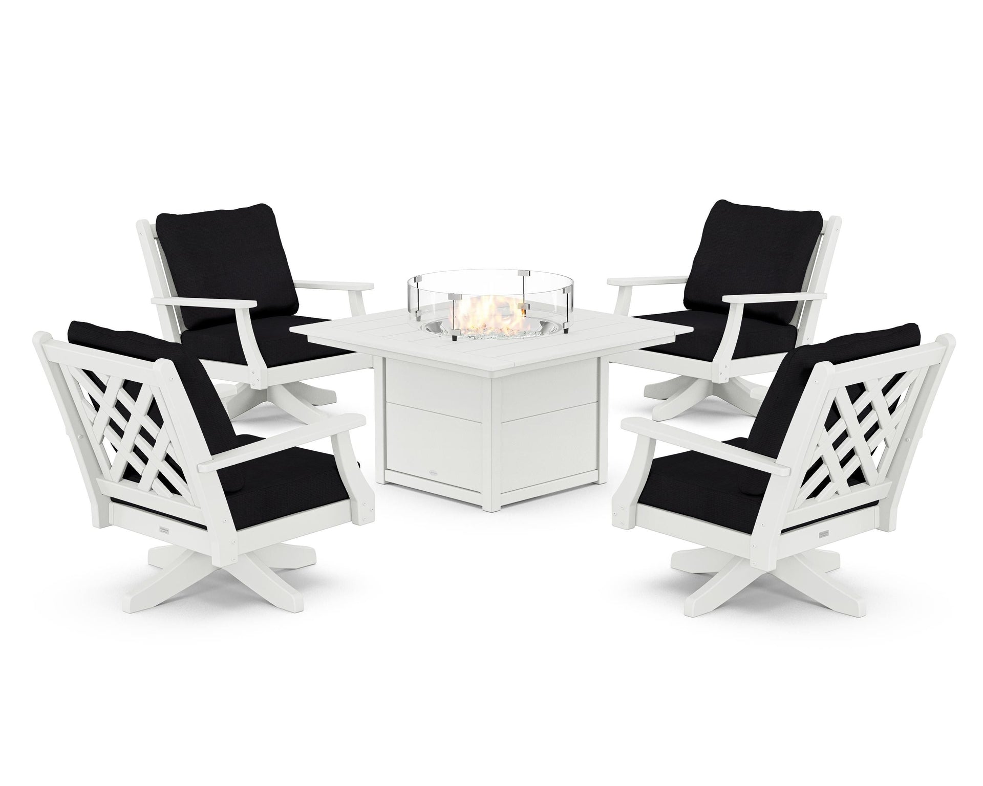 Wovendale 5-Piece Deep Seating Swivel Conversation Set with Fire Pit Table