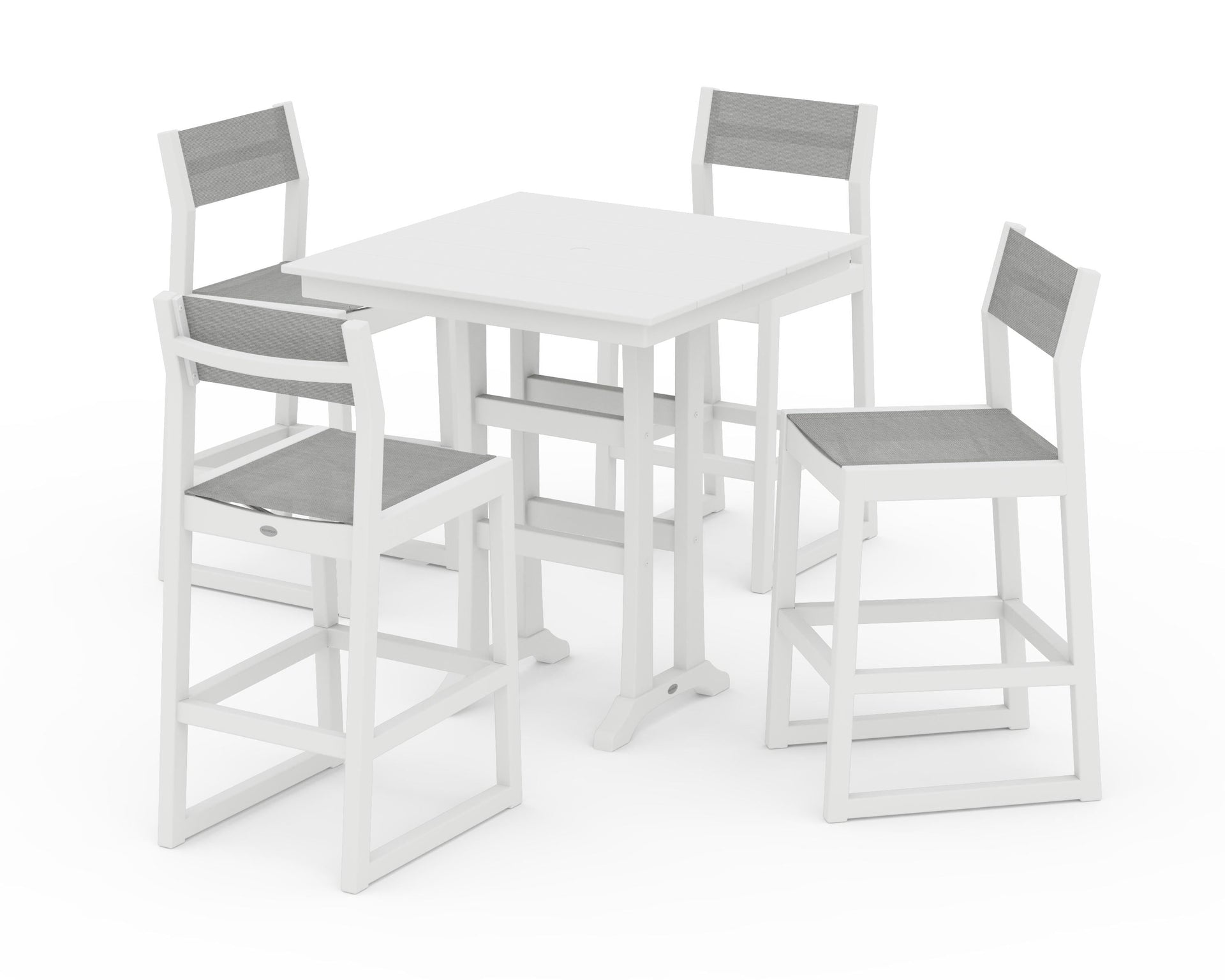 EDGE Sling Arm Chair 5-Piece Farmhouse Bar Set with Trestle Legs