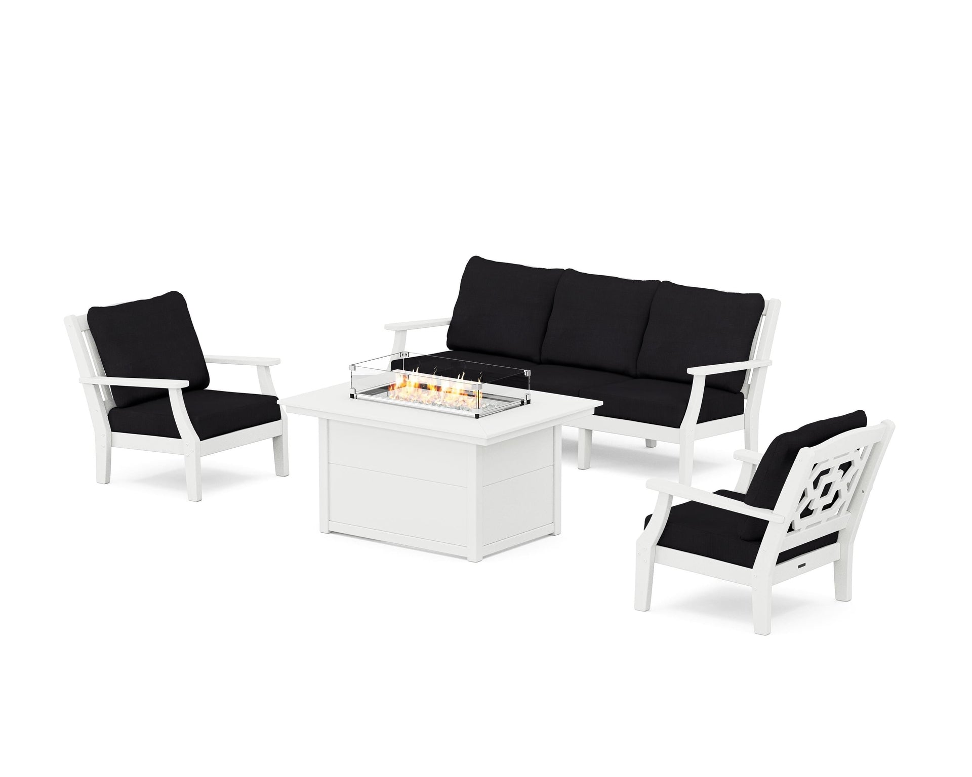 Chinoiserie Deep Seating Fire Pit Table Set