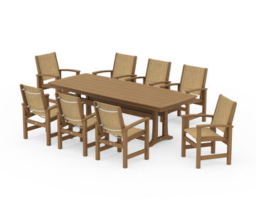 Coastal 9-Piece Dining Set with Trestle Legs