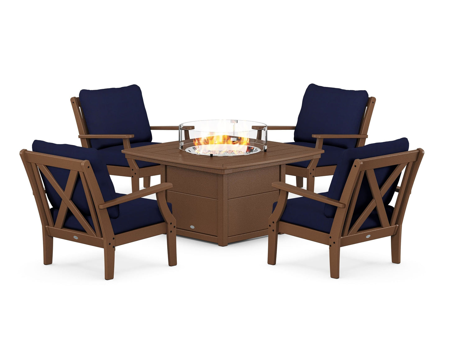 Braxton 5-Piece Deep Seating Conversation Set with Fire Pit Table
