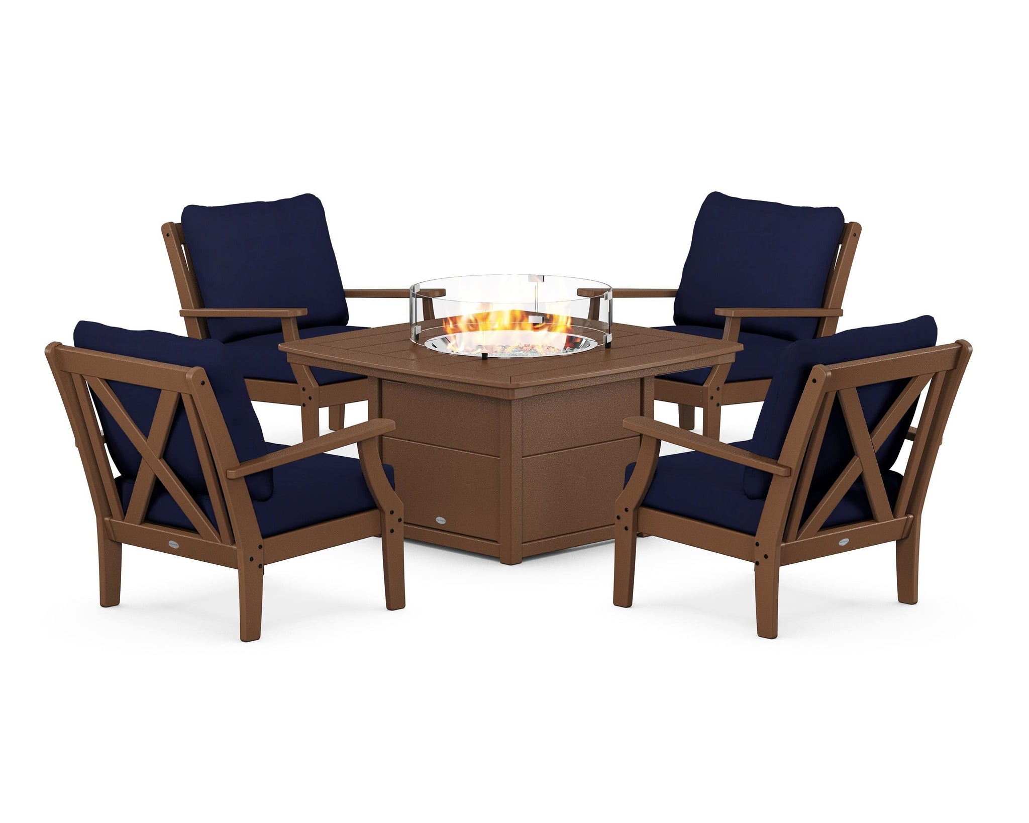 Braxton 5-Piece Deep Seating Conversation Set with Fire Pit Table