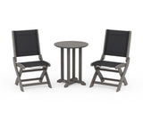 Coastal Folding Side Chair 3-Piece Round Bistro Dining Set