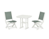 Coastal Folding Side Chair 3-Piece Dining Set