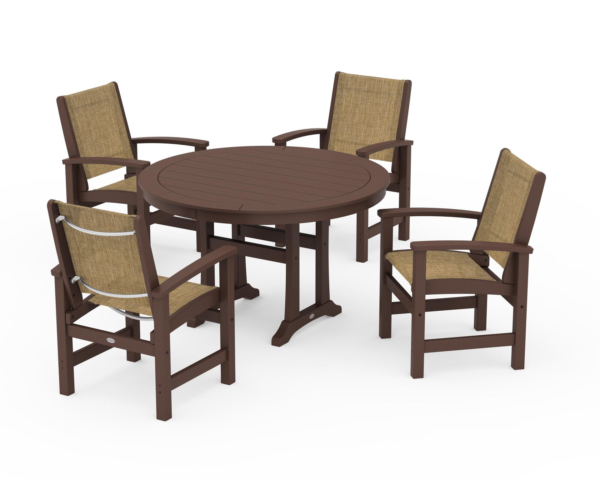 Coastal 5-Piece Round Dining Set with Trestle Legs