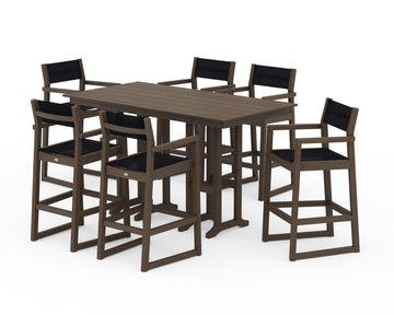 EDGE Sling Arm Chair 7-Piece Farmhouse Bar Set