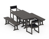 EDGE Sling Arm Chair 5-Piece Farmhouse Dining Set with Benches