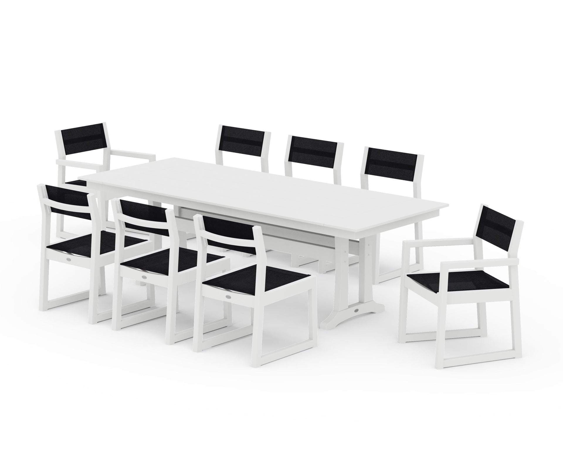EDGE Sling 9-Piece Farmhouse Trestle Dining Set