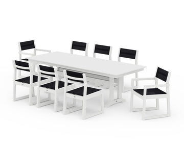 EDGE Sling 9-Piece Farmhouse Trestle Dining Set
