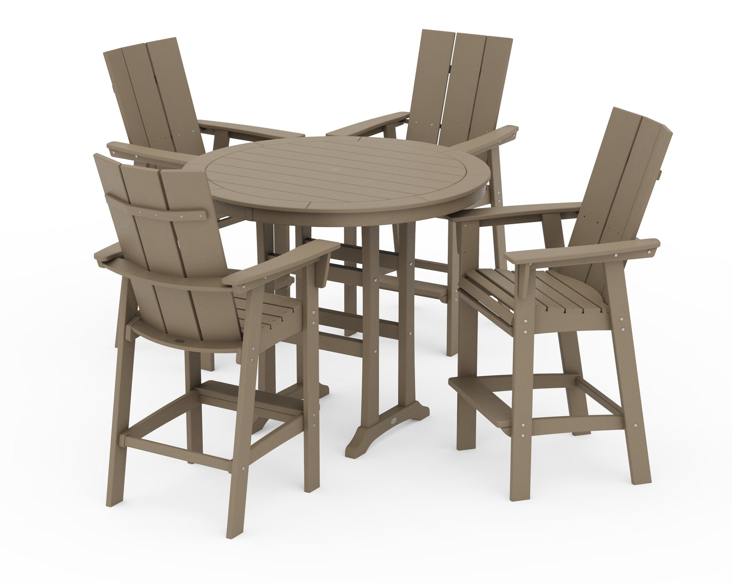 Modern Curveback Adirondack 5-Piece Nautical Trestle Bar Set