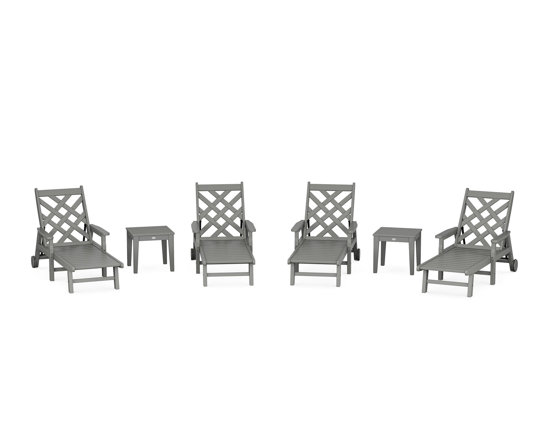 Wovendale 6-Piece Chaise Set with Arms and Wheels