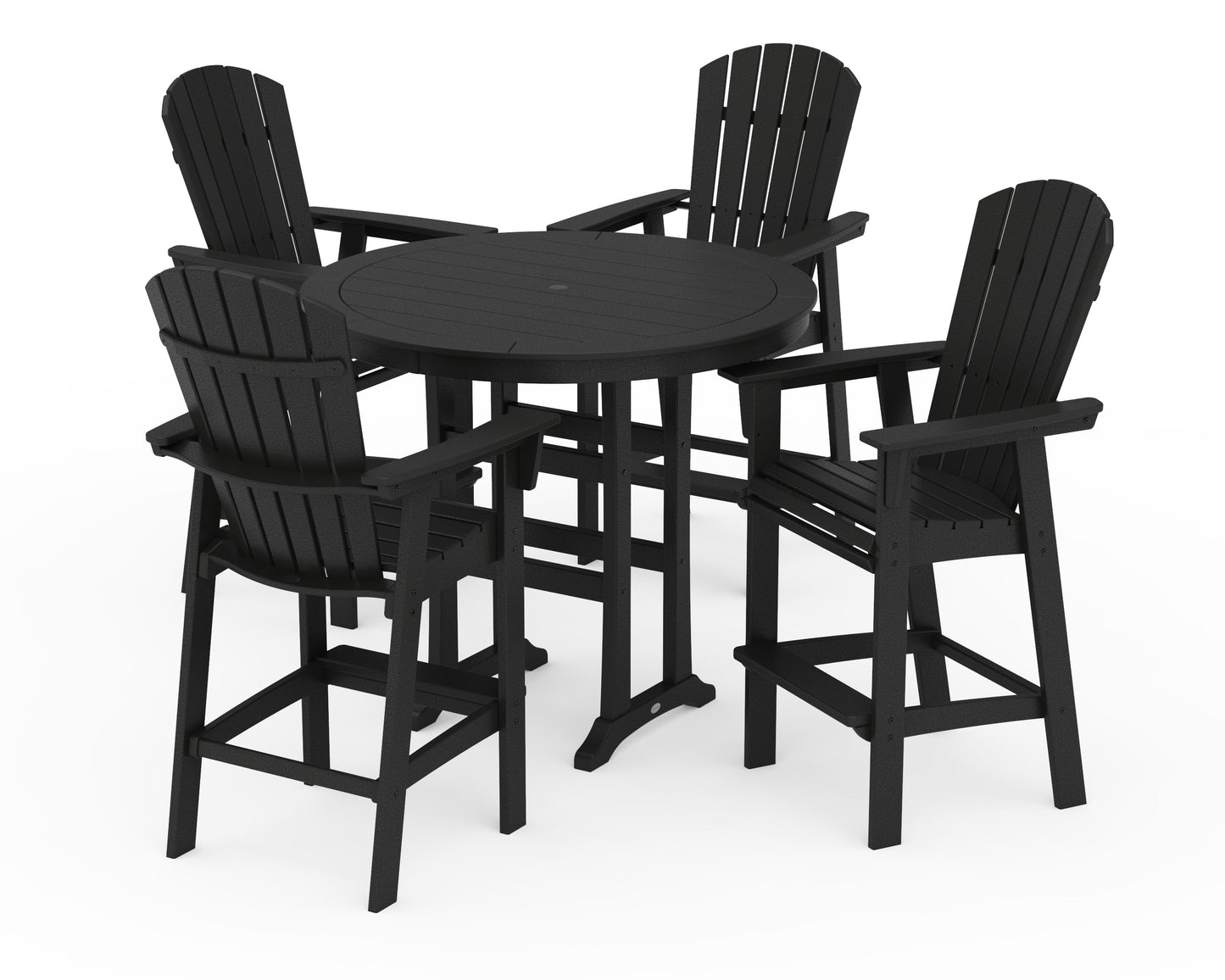 Nautical Curveback Adirondack 5-Piece Round Trestle Bar Set