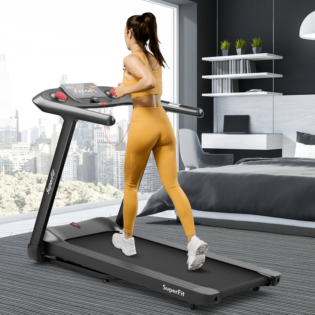 Costway Folding Treadmill Touch Screen 4.75HP Black 75418092 New