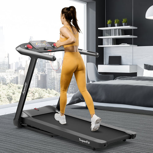 Costway Folding Treadmill Touch Screen 4.75HP Black 75418092 New